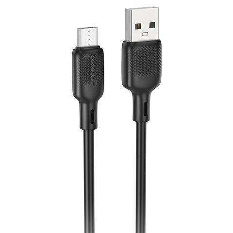 Дата кабель Borofone BX113 Lenny USB to MicroUSB 2.4A (1m) Black 86390 фото