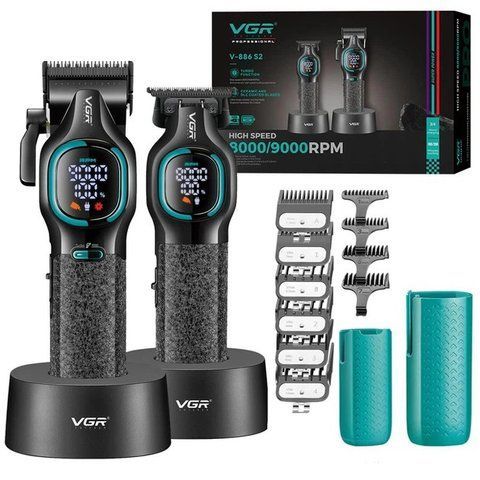 Комплект для стрижки VGR 2 в 1 V-886 S2 BLACK, акумуляторна машинка та триммер ws87821 фото