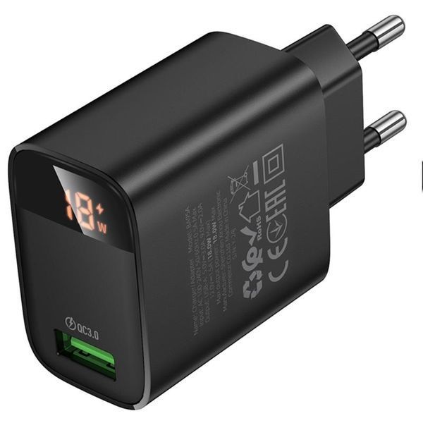 СЗУ Borofone BA95A Ilustre QC3.0 18W (1USB-A) Black 85136 фото