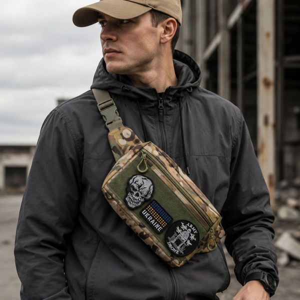 Тактическая сумка-бананка Multicam для патчей и шевронов Cordura, поясная сумка унисекс 25&times;17&times;7 см ws22612 фото