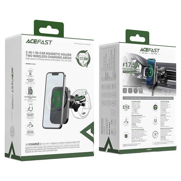 Автотримач з БЗП Acefast D18 2in1 in-car 15W (air outlet) Black 69172 фото