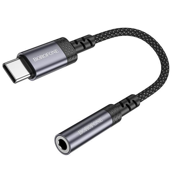 Переходник Borofone BV24 Graceful Type-C to 3.5mm Metal grey 79274 фото
