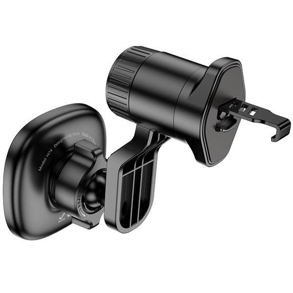 Автотримач Hoco H74 Crown ring magnetic (air outlet) Black / Metal gray 79119 фото