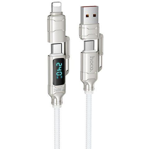 Дата кабель Hoco U152 Fortune 4in1 Type-C to Lightning/Type-C to USB 240W (1.2m) Light Gray 85055 фото