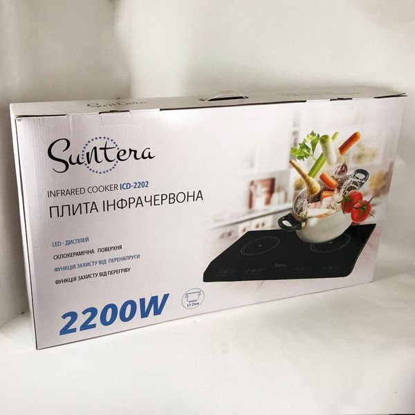 Електроплита велика індукційна на 2 конфорки Suntera ICD-2202 2200 Вт, Електроплита настільна від мережі ws13982 фото