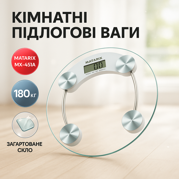 Ваги електронні підлогові MATARIX MX-451A 180 кг круглі, ваги для зважування людей ws94999 фото