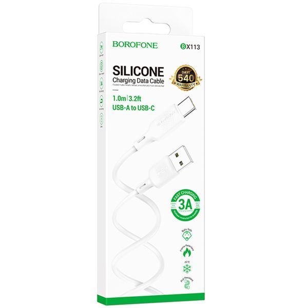 Дата кабель Borofone BX113 Lenny USB to Type-C 3A (1m) White 86388 фото